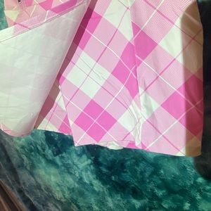 NWT pink and white checkered 2 piece outfit with skort and cropped tank top